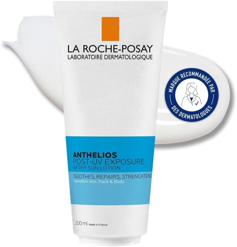 La Roche-Posay, Anthelios Post-UV Exposure, Lait Après-Soleil, Idéal Peaux Sensibles Exposées au Soleil, Soin Triple Action : Apaise, Répare et Renforce, Texture Lactée pour Visage et Corps, 200ml - Image 1