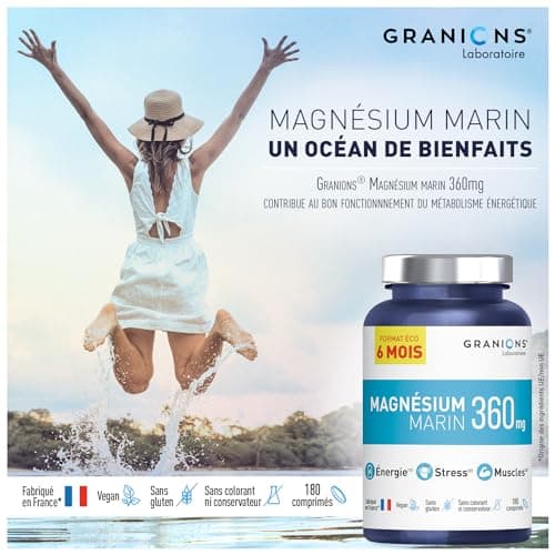 GRANIONS - Magnesium Marin 360 mg - 6 MONTH FORMAT - Made in France - Magnesium + Vitamin B6 - Anti Stress - High Quality Marine Magnesium - 180 Magnesium Tablets - Image 7