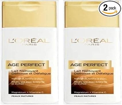 L'Oréal L'Oréal Paris - Energizing Cleansing Milk for Face & Eyes - Cleansing, Straightening & Relaxing - Calcium & Vitamin C Enriched - Mature Skin - Age Perfect - 200 mL (Pack of 2)