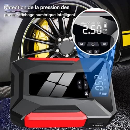Démarreur de Batterie de Voiture, Boîte de Démarrage Portable pour Batterie de Voiture, Accessoires Longue Durée pour Booster Automobile et Gonfleur de Pneus pour Travail Vacances et Fêtes - Image 4