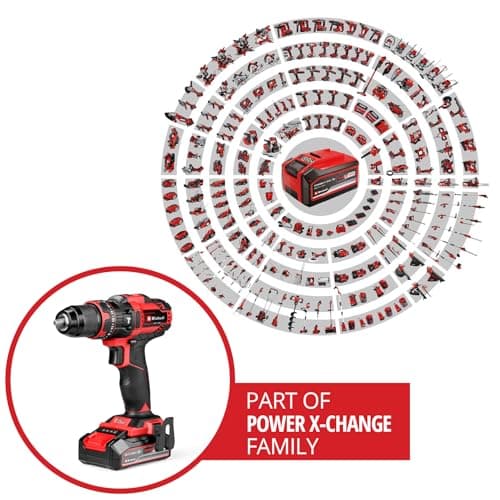 Einhell Perceuse-visseuse à percussion sans fil TE-CD 18/44 Li-i (1 x 2,5 Ah) Power X-Change (18 V, 44 Nm, perçage à percussion, mandrin métallique 13 mm, 2 vitesses, avec batterie 2,5 Ah et chargeur) - Image 6
