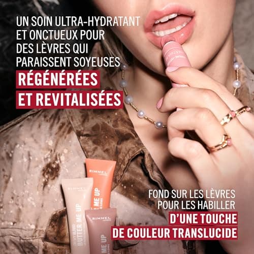Rimmel London Oh My Gloss Butter Me Up Baume à lèvres 002 Latte Delight, hydratant, teinté, Soin des lèvres, Hydratation, Nourrissant, Squalane, 15 ml - Image 8