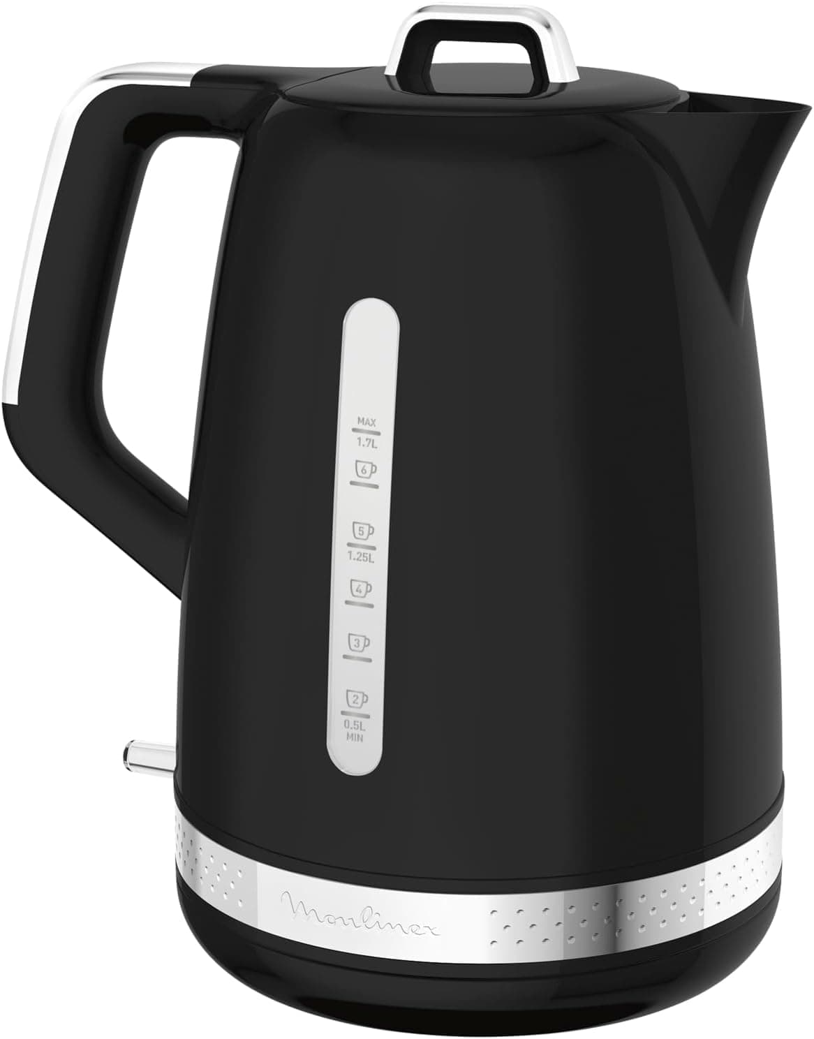 Moulinex Moulinex Electric Kettle, 1.7 L, Vintage Design, 360° Base, Hinged Lid, Quick Boil, Automatic Shutdown, Water Level, Anti-Limescale Filter, Hidden Resistor, Sun Black BY320B10