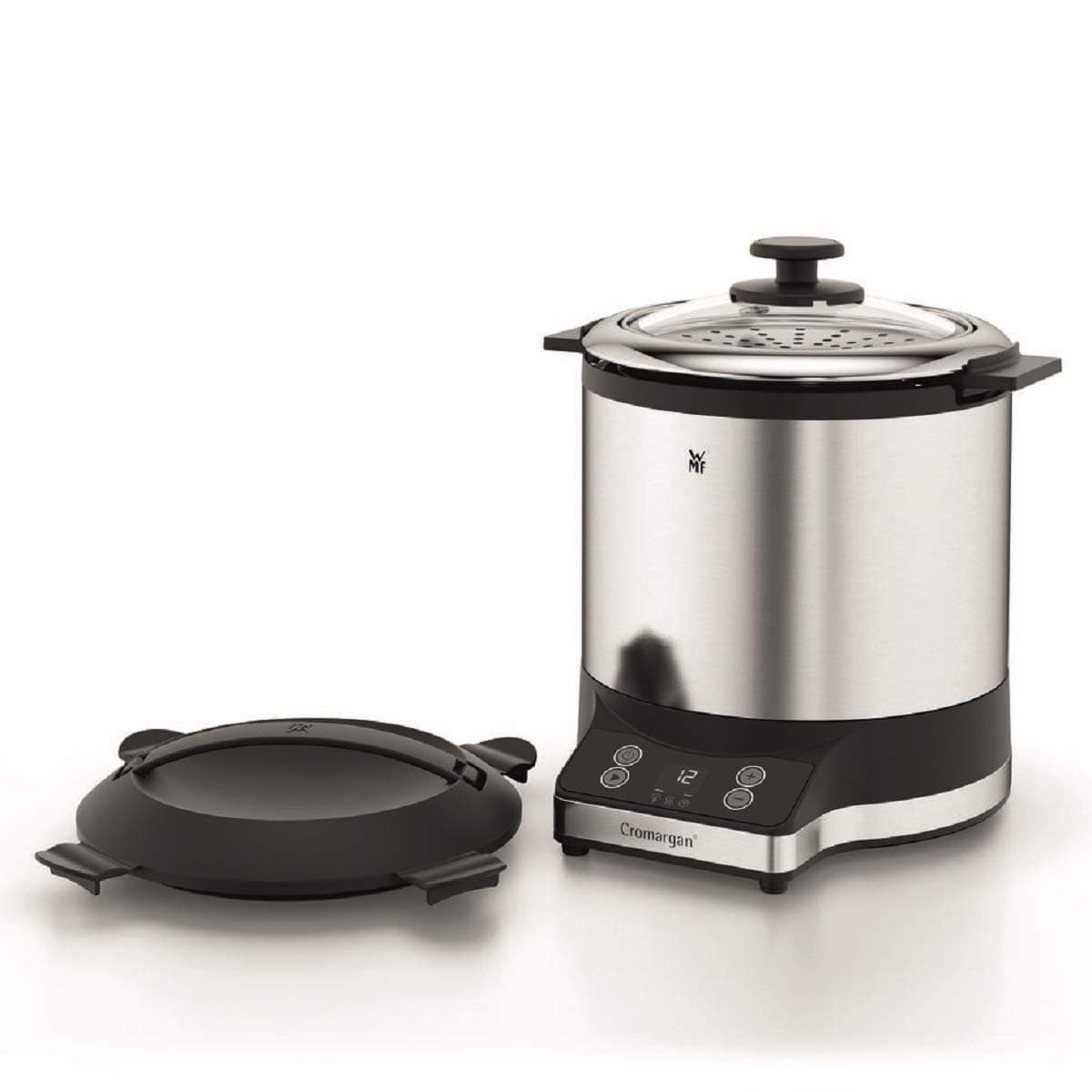 WMF WMF KITCHENMINIS 0415260011 Rice Cooker, Capacity 1 L (250 g), Cooking Rice, Cereals, Vegetables (Steaming Basket Included), Elegant & Compact Stainless Steel Design, Timer & Keep Warm, 0415260011