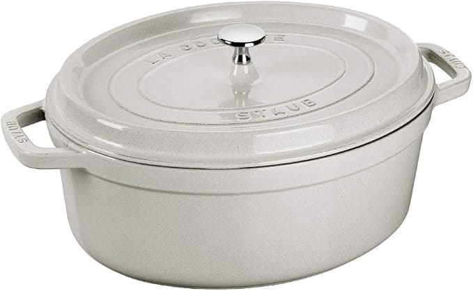 STAUB - Cast Iron White Truffle Casserole with Oval Nubs 29 CM
