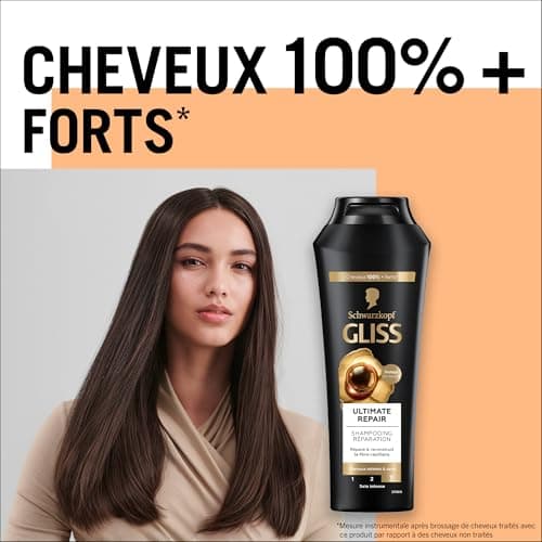 Schwarzkopf - Gliss - Ultimate Repair Shampoo - Dry/Very Damaged Hair - 89% Natural Ingredients - 250ml Bottle (Pack of 2) - Image 3