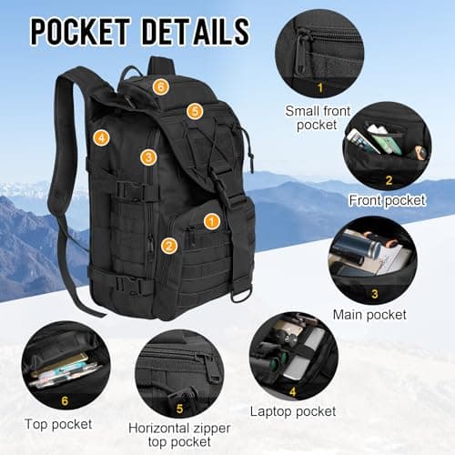 SHANNA Military Backpack, 35L/50L Large Volume Multifunctional Backpack, Trekking Army Molle Assault Pack Tactical Combat Pack for Outdoor Hiking Camping Fishing Hunting Emergency Bag - Image 4
