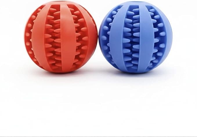 Andis Lot de 2 Balle Interactive pour Chien et Chat, Jouet Dentaire en Caoutchouc Naturel avec Distributeur de Friandises, Nettoyage des Dents pour Chiot et Chaton,