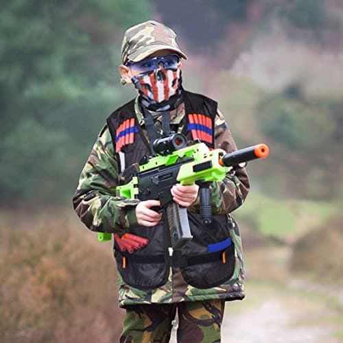 EXTSUD 90pcs Kids Tactical Vest for Nerf N-Strike Elite Series with 80 Darts+2 Dart Chargers+2 Tactical Vest+2 Tactical Face Mask+2 Wrist Band+2 Goggles Protection - Image 6