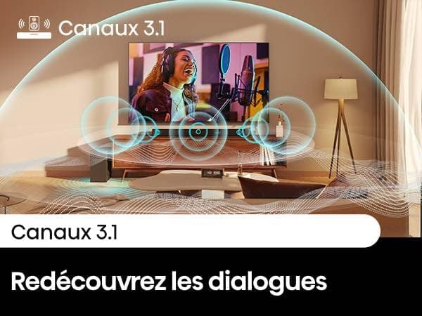 Hisense Barre de Son HS3100-3.1CH - Système Son Surround, 480W Puissance sonore, Caisson de Basse sans Fil 6.5”, Enceintes Satellites, Dolby Digital Plus et DTS Virtual:X, EzPlay et Bluetooth 5.3 - Image 8