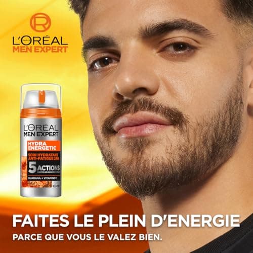 L'Oréal Men Expert - Soin Visage pour Homme - Hydratation 24H & Anti-Fatigue - 5 Actions - Texture Gel-Crème - A la Vitamine C et aux Protéines - Tous Types de Peaux - Hydra Energetic - 100 ml - Image 4