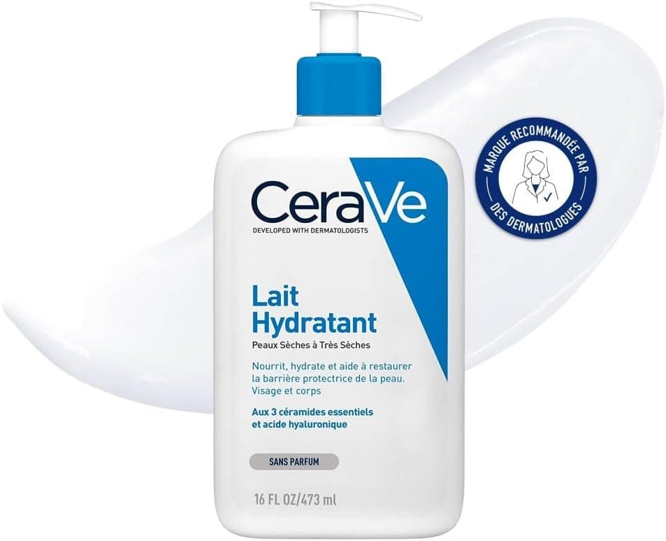 CeraVe - Moisturizing Body and Face Milk - Dry to Very Dry Skin - 24 hours of continuous hydration - Hyaluronic Acid + 3 Ceramides - Light, Non-sticky texture - Fragrance-Free, Non-Comedogenic - 473 ml - Image 1