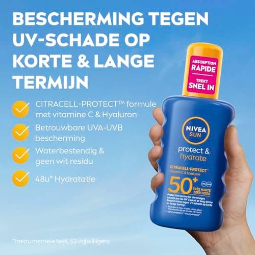 NIVEA SUN Spray Solaire Protect & Hydrate SPF 50+ 200 ml — Crème Solaire résistante à l'eau — Protège et Hydrate — Haute Protection Visage et Corps - Image 4