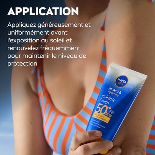 NIVEA SUN Lait Solaire Invisible Finish Protect & Hydrate SPF 50+ 150 ml — Crème Solaire résistante à l'eau — Protège et Hydrate — Haute Protection Visage et Corps - Image 7