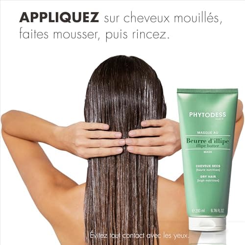 Masque au Beurre d'Illipe - Soin Cheveux Secs 200ml - Haute Nutrition, Réparation et Hydratation Intense - Image 5