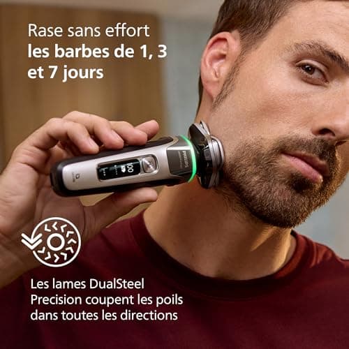 Philips Rasoir i9000 Prestige, Rasoir électrique sec et humide, Dark Slate Nova, avec technologie Skin IQ, système Triple Lift & Cut, lames rotatives 360 Dual SteelPrecision, styler à barbe, XP9204/33 - Image 7