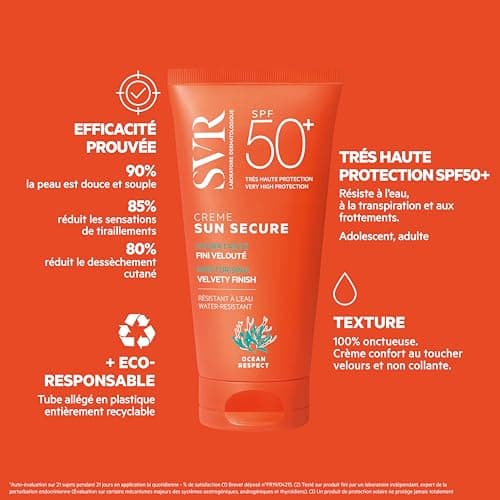 SVR - Sun Secure Crème SPF50+ - Moisturizing sun cream with invisible finish – Very high UVA, UVB, infrared & visible light protection – Normal to dry skin – Niacinamide, Vitamin E – 50 ml - Image 7