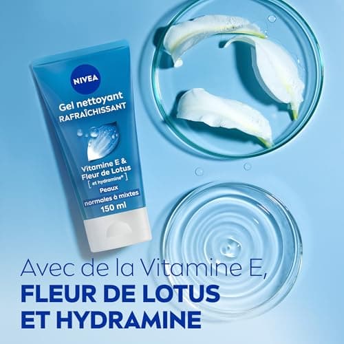 NIVEA - Gel Nettoyant Fraîcheur - Visage - Hydrate & Elimine Les Impuretés - Tonifie & Rafraîchit - Fleurs De Lotus & Hydramine - Peaux Normales À Mixtes - 150 ml - Image 5
