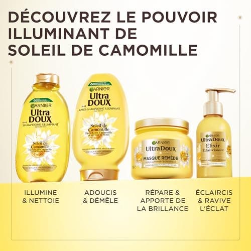 Garnier Ultra Doux Soleil de Camomille Masque Illuminant Réparateur 340ml - Homme & Femme - Image 9