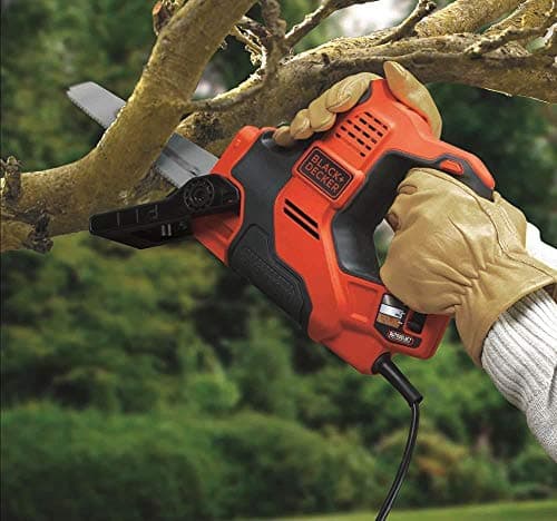 BLACK+DECKER RS890K-QS Wired Hand Saw - Cutting Capacities: 3 mm Metal, 100 mm Wood, 50 mm Plastic Pipe and Branches - 3 Blades - Delivered in a 500W Case, Black, Orange, RS890K-QS - Image 4