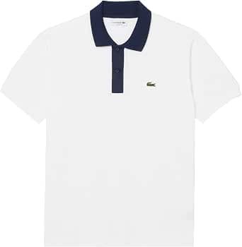Lacoste Classic fit polo shirt, contrast collar, white/navy