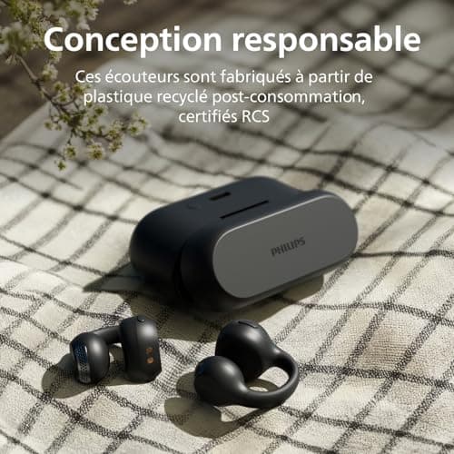 Philips TAQ2000BK True Wireless Earbud Style Headset, Open Ear Design - Multi-Point Bluetooth, 28 Hours Battery Life, Pocket Size Charging Case, Clear Calls - Black - Image 8