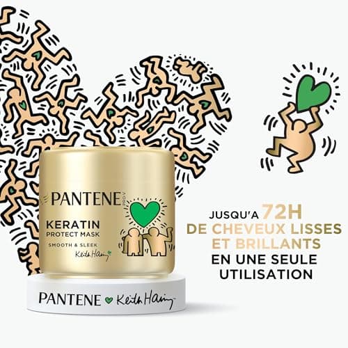 Pantene Pro-V x Keith Haring Art Collection Smooth & Silky Keratin Protect Hair Mask 300 ml for Curly and Dry Hair, Up to 72 Hours of Silky Smooth Hair, in 1 Application, Active Nutri-Plex - Image 4