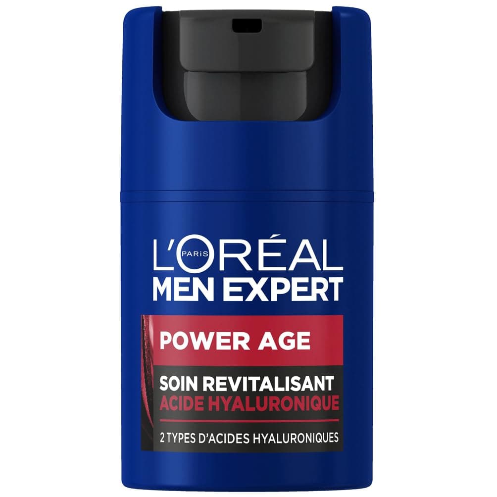 L'Oréal Men Expert - Revitalizing & Anti-Aging Face Care for Men - With Hyaluronic Acid - For All Skin Types - Power Age - 50 ml - Image 1