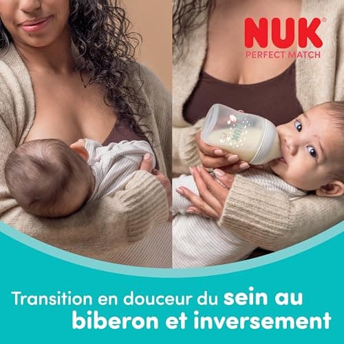 NUK Perfect Match Perfect Start Ensemble de biberons | 0-6 mois | 4 biberons anti-coliques (150 ml, 260 ml), 2 tétines, 1 sucette Perfect Match Air, 1 goupillon | Arc-en-ciel | Lot de 8 - Image 6