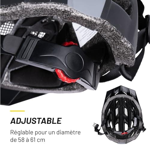 Dunlop Bicycle Helmet with Light, Adjustable 55-58 cm for Women and Men, with 3 Modes LED Light, Black - Image 6