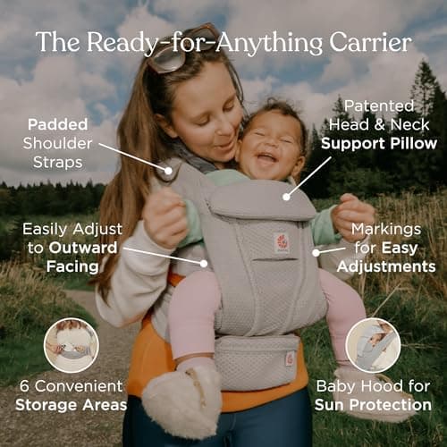 Ergobaby Omni Deluxe All-in-One Baby Carrier for Newborns from Birth up to 20kg, Ergonomic Cotton 4-Position Baby Carrier Back, Travel Baby Carrier, Serene Blue Flowers - Image 3