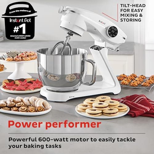 Instant Pot Instant Pot 10 Speed Electric Mixer with Digital Interface, 10 Liter Stainless Steel Bowl, Dishwasher Safe, Dough Hook and Mixing Paddle - Pearl - Image 3