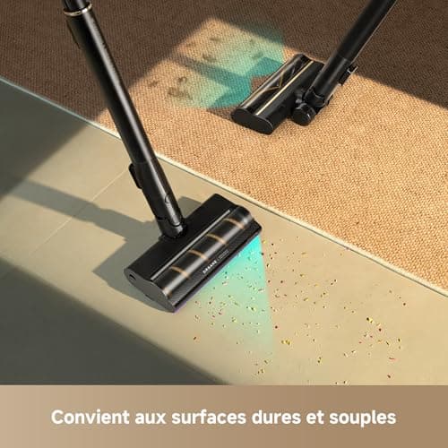 dreame V20 Pro-A Aspirateur Balais sans Fil, Nettoyage des Bords à 0 mm, des Sols Durs, des Tapis et des Poils, sans Nœuds, 24 000PA / 210 AW, Autonomie de 90 Min, Filtration à 99,99% - Image 5