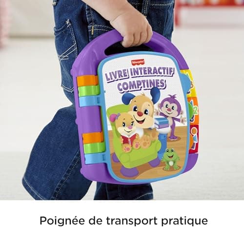 Fisher-Price CDH39 Learning Toy Musical Book Interactive Rhymes Laughing and Learning with Lights and Music for Babies and Toddlers, French Version - Image 6