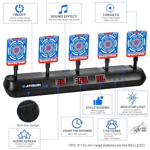 Nerf Target with 5 Targets 3 Modes, Target with Gun Toys, Tactical Vest, 30 Foam Darts, Electronic Shooting Game with Light and Sound Effect, Toy for 3+ Years Boys Girls - Image 3
