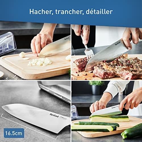 Tefal Santoku Kitchen Knife 16.5 cm, Multi-purpose, Built-in Sharpener, Exclusive Locking Technology, German Stainless Steel, Optimal Sharpness, Innovative Case, Ever Sharp K2579024 - Image 8