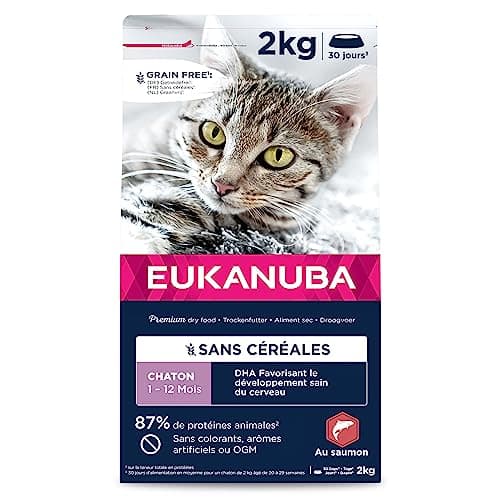 EUKANUBA Grain Free Kitten Dry Food - Rich in Salmon - DHA, Non-GMO, Artificial Colors, Flavours - 2 kg - Image 2