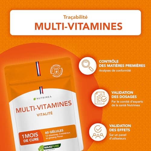 Multivitamins and Minerals - With Ginseng - Vitamins A, B1, B2, B3, B5, B6, B8, B9, B12, C, D3, E, Magnesium, Selenium and Zinc - Energy, Vitality, Immunity - Made in France - Nutrimea - Image 6