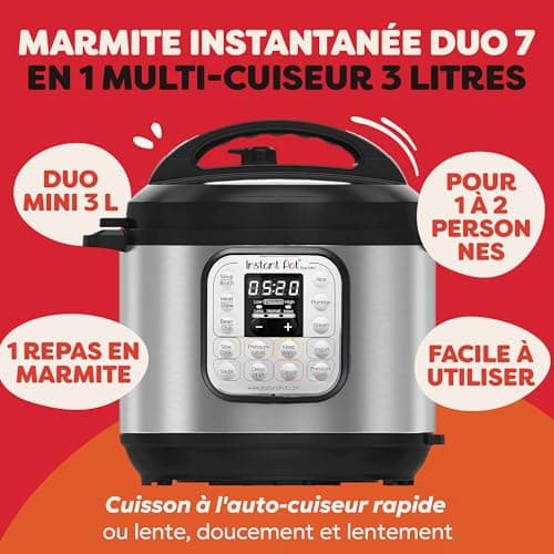 Instant Pot Duo 30 – 7 in 1 Smart Pressure Cooker – Functions, Pressure Cooker, Slow Cooker, Rice Cooker, Curling Pan, Yogurt Maker, Steamer and Dish Warmer – 3 L, Stainless Steel - Image 4