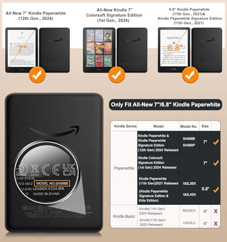 MoKo Étui Compatible avec 7"/6,8 Pouces Kindle Paperwhite(12e Gén. 2024/11e Gén. 2021), Coque de Protection avec Dragonne, Auto Réveil/Veille pour Kindle Paperwhite Édition Signature, Fleur - Image 3