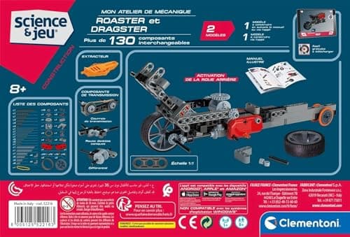 Clementoni | Mon Atelier de Mécanique – Construction Roadster & Dragster Enfants 8 Ans+ | Kit STEM à Construire | 130+ Pièces | Transmission Réaliste | Développement Logique et Dextérité - Image 5