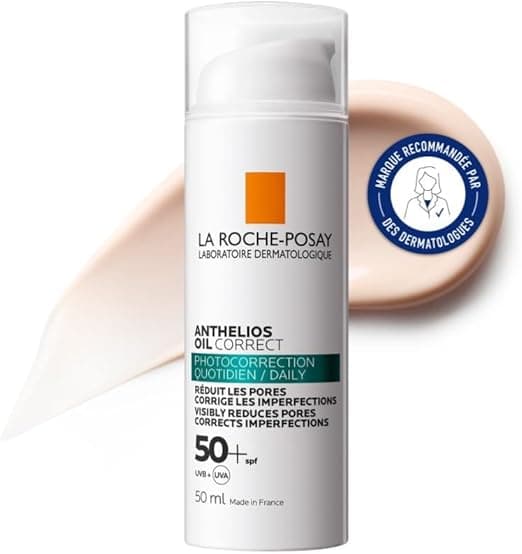 La Roche-Posay La Roche-Posay, Anthelios Oil Correct, Face Sunscreen SPF50+, Daily Photocorrection, Very High UVA/UVB Protection, Reduces Pores and Corrects Imperfections, 12H Mattifying Finish, 50 ml