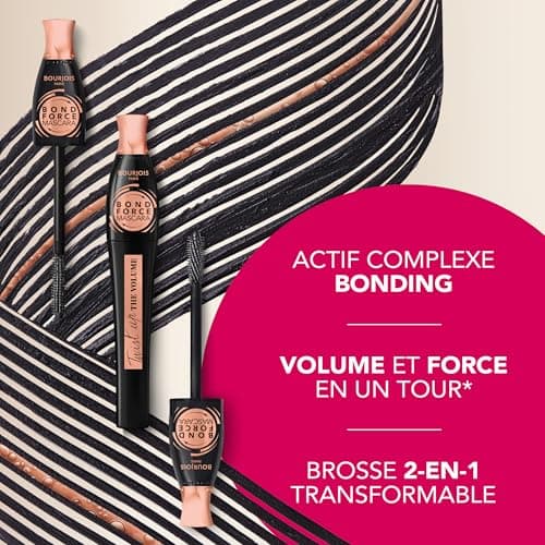 Bourjois Twist Up The Volume Bond Force, Noir, Mascara, Apporte instantanément volume et longueur, Cils plus épais et plus forts, Brosse 2-en-1 transformable, 8 ml - Image 6