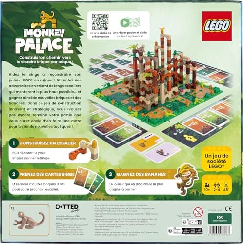 Asmodee – Lego® Monkey Palace – Board Game for Children from 10 Years – Build Your Way to Victory Brick by Brick – 2 to 4 Players – 45 Min Game – French Version – Dotted Games - Image 4