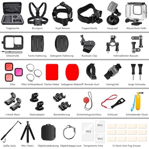 Accessory Kit for GoPro Hero 13 Black, oGoDeal Action Camera Including Waterproof Case, Screen Protector, Bike Stand, Floating Handle - Image 4