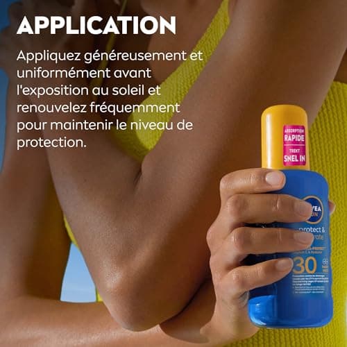 NIVEA SUN Spray Solaire Protect & Hydrate SPF 30 200 ml — Crème Solaire résistante à l'eau — Protège et Hydrate — Haute Protection Visage et Corps - Image 8