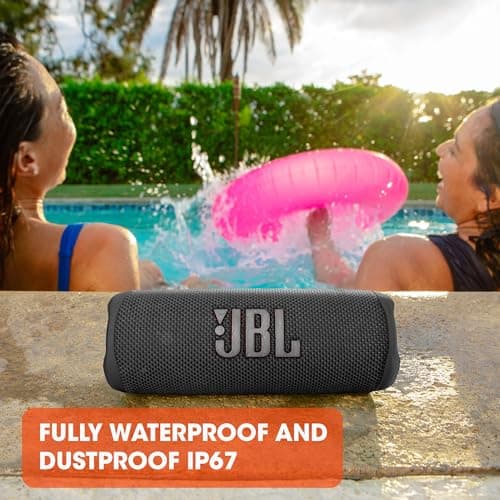 JBL Flip 6 - Enceinte Bluetooth portable et étanche à l'eau et à la poussière, haut-parleur haute fréquence pour des basses profondes, 12 heures d'autonomie, en noir - Image 5