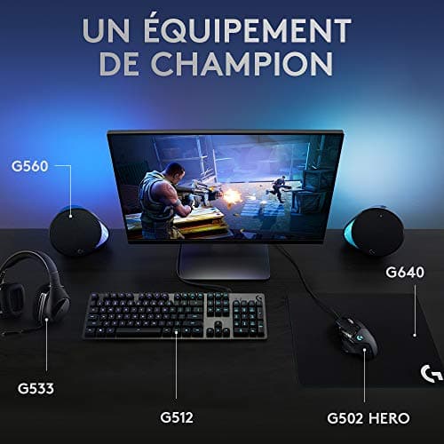 Logitech G 512 Mechanical Gamer Keyboard, Illuminated RGB LIGHTSYNC, Touch Switches GX Brown, Aluminium Alloy 5052, Full Function Keys, USB Relay, French AZERTY – Black - Image 8