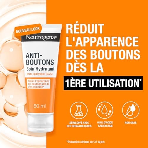 Neutrogena – Soin Hydratant Anti-Boutons (tube de 50 ml) – Crème pour le visage à l'acide salicylique (0,5%) – Réduit l'apparence des boutons dès la 1ère semaine* - Image 4