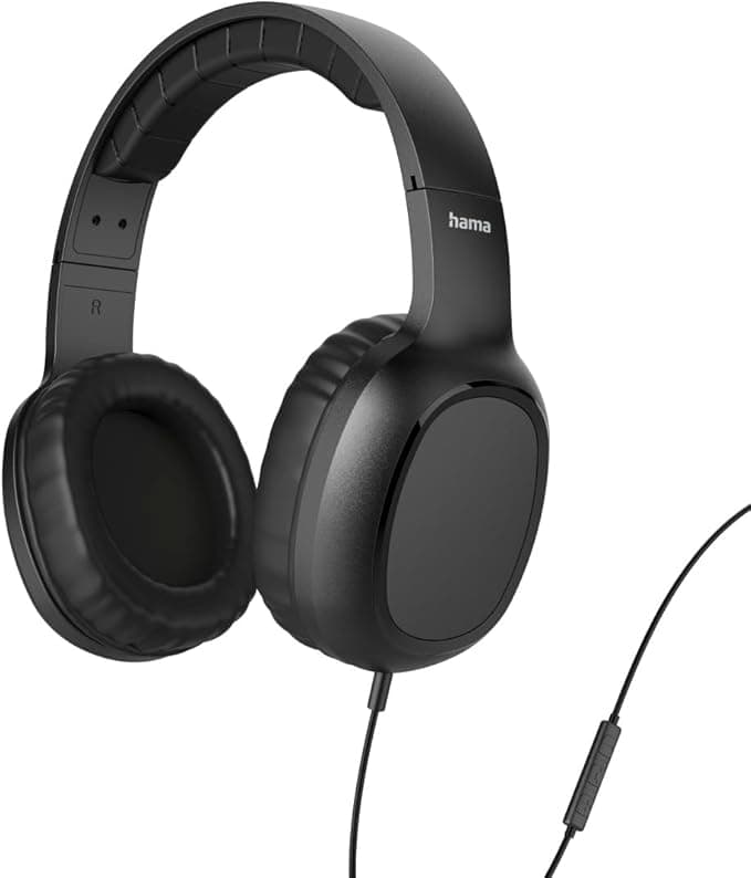Hama Headphones Wired on Ear Fun C, Supra-Aural, Built-in Microphone, 1.2 m USB-C Cable, for Music, Office or Gaming, Siri and Google Assitant Voice Control, Black